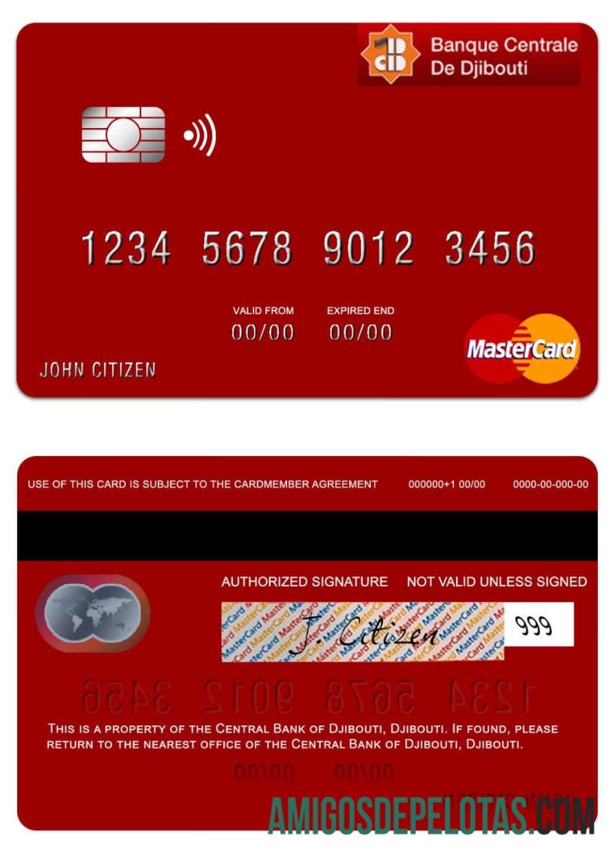 Djibouti Banco Central do Djibouti Mastercard exemplo real